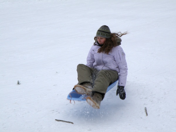 Lotta in sled hill